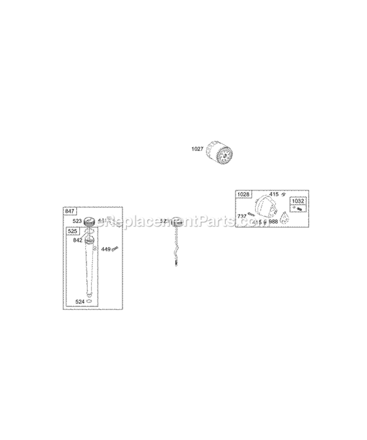 Oil Diagram and Parts List for 461707-0149-E1  Briggs and Stratton Engine